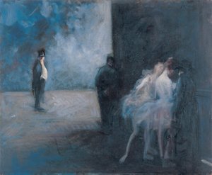 Backstage - Symphony in Blue par Forain, Jean Louis (1852-1931)，1900 年至 1923 年 - 木板油画，45,3x54,7 - 仓敷大原美术馆 作者 让·路易·佛兰