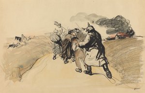德军对一个村庄的袭击，约191419年。 作者 让·路易·佛兰