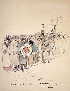 Le Retour du Proscrit, 约1895 (纸上笔墨和水彩) 作者 让·路易·佛兰