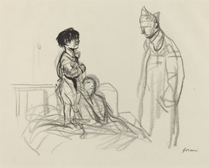医院里的士兵看望的母亲和孩子，约1914年至1919年。 作者 让·路易·佛兰