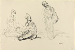 准备用餐的士兵们，约1914年至1919年。 作者 让·路易·佛兰