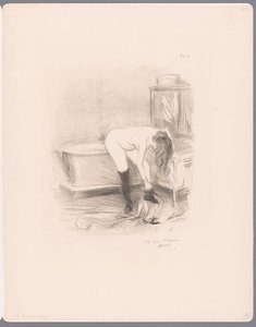 女子在浴室脱衣服
Le bain