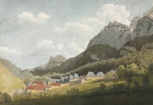 大夏特吕兹风景，17 世纪晚期至 18 世纪（水彩与石墨） 作者 让·鲁宾·瓦泽莱
