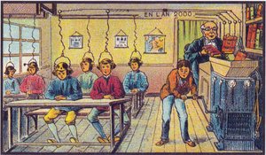 在学校。摘自《2000年的愿景》系列，1899年 作者 让·马克·科特
