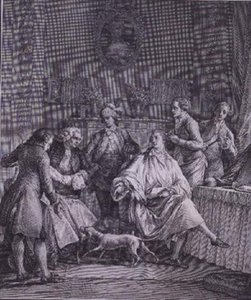 绅士的更衣室，由P.A. Martini（1739-97）刻制。