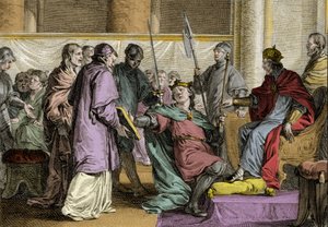 851年，布列塔尼国王埃里斯波（卒于857年）（Herispogius - Hervspogius - Respogius）从秃头查理二世（823-877）手中接过王国的装饰品。让-米歇尔-莫罗（Jean Michel Moreau）的雕刻作品，名为Moreau le Jeune（1741- 1814）。 作者 让-米歇尔小莫罗