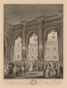 1782年1月23日，在市政厅举行的蒙面舞会。 作者 让-米歇尔小莫罗