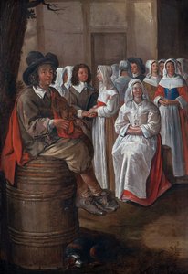 Wedding scene par Michelin, Jean (1623-1695). Oil on canvas, size : 76x52, , Private Collection