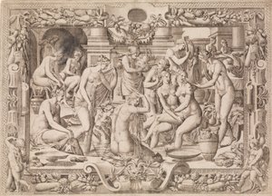 妇女洗澡，1535-55。