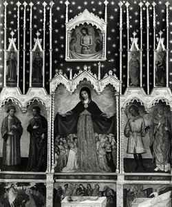 Virgin of Mercy，c.1429（另见细节167594）（面板上的蛋彩画） 作者 让·米拉伊尔赫特