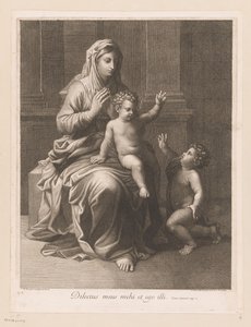 怀抱孩子的马利亚和施洗约翰
Dilectus meus mihi et ego illi（物体上的标题） 作者 让·佩内