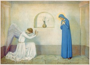 Annunciation to the Virgin. (engraving, circa 1920)