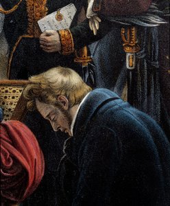 拿破仑之死，5/05/1821 在 Saint Helene Detail 代表 Jean Abraham Noverraz（1790-1849）。 Jean Pierre Marie Jazet（1788-1871）的石版画，基于 Charles Auguste Steuben（1788-1856）Malmaison 的画作。 城堡博物馆