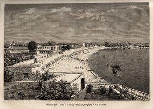 Chandernagor (present-day Chandannagar, in West Bengal), on the banks of the Ganges, engraving after the drawing by J.Moynet, illustrating the journey in India of the Rajahs, in 1864-1868, by Louis Rousselet, published in “” Le tour du monde”” 1874, edited