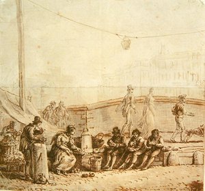 Pont-Neuf的咖啡卖家，1819年 作者 让·皮埃尔·诺布林