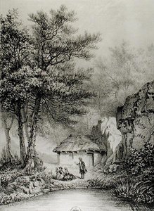 Jean-Jacques Rousseaus（1712-78）位于Ermenonville的小屋，1842年 作者 让·皮埃尔（The Jean）