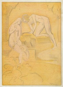 奥维德的爱情书：菲比斯给戴安娜的吻（彩色石版画）