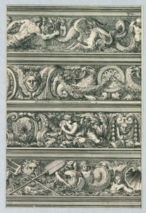 来自《用于装饰建筑、檐口和其他建筑构件的楣板》（Frises pour les architraves, cornices, et autres ornements d