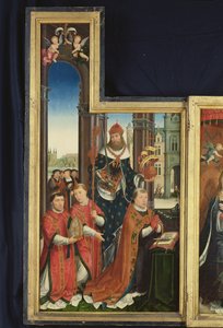 歌颂圣三一的Polyptych，描绘方丈的小组，1509-15