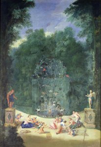 凡尔赛宫（Groves of Versailles）：1688年鸟类，仙女和小天使迷宫入口的视图