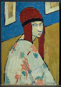 自画像，约 1917 年（纸板油画） 作者 珍妮（JeanneHébuterne）