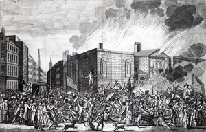 1780年6月7日令人难忘的暴徒的焚烧，掠夺和毁灭的确切表现，由亨利罗伯茨刻，1781年 作者 杰弗里斯·哈米特·奥尼尔