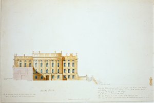 Chatsworth House 北立面设计（纸本水彩）