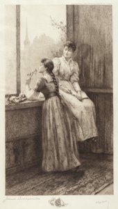 无题（窗前的两个女孩） 作者 Jennie Augusta Brownscombe