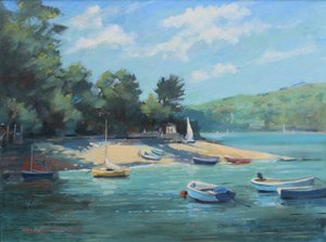 Fishermans小海湾Salcombe，油在船上，2016年