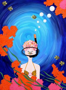 Scuba Diva，2008（纸上丙烯酸）
