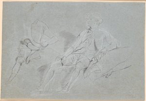 坐在露天的绅士的全身画像草稿 作者 詹斯·尤尔