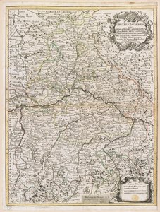 巴伐利亚地图，约 1695 年（彩色版画） 作者 耶利米斯·沃尔夫（Jeremias Wolff）
