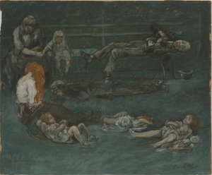 晚上的公园长椅，1909年。 作者 杰罗姆·迈尔斯（Jerome Myers）