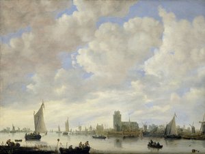 多德雷赫特附近的梅尔韦德河景观 作者 Jeronymus van Diest (II)（归属于）