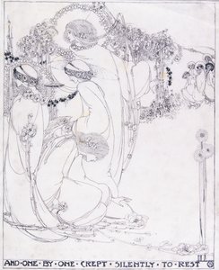 一个接一个悄然入眠，约 1902-3 年（牛皮纸上的钢笔和黑色墨水） 作者 杰西·马里恩·金