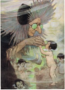 贝多纳苏德夫人，查尔斯-金斯利牧师所著《水宝宝》中的插图（彩色石版印刷）。 作者 杰西·威尔考克斯·史密斯