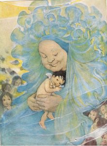 Doasyouwouldbedoneby夫人，查尔斯-金斯利牧师为 "水宝宝 "创作的插图（彩色石版印刷）。 作者 杰西·威尔考克斯·史密斯