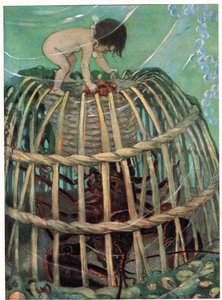 汤姆和龙虾锅，查尔斯·金斯利牧师的《水宝宝》插图（彩色平版印刷） 作者 杰西·威尔考克斯·史密斯