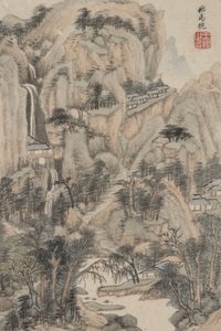 各种古代大师风格的风景：马湾风格，1669年（纸上的墨水和颜色）