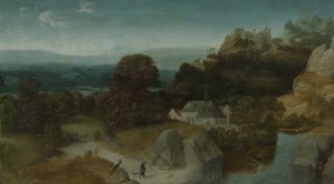 圣安东尼方丈的诱惑》风景画 作者 Joachim Patinir (工作室)