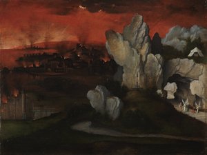 景观与所多玛和蛾摩拉的灭亡c。 1520 作者 约阿希姆·帕蒂尼（Joachim Patinir）