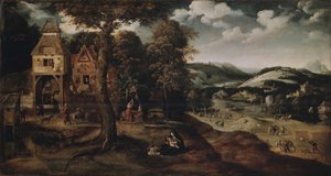 1524年飞往埃及的风景 作者 约阿希姆·帕蒂尼（Joachim Patinir）