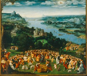 面包的倍增......（布面油画） 作者 约阿希姆·帕蒂尼（Joachim Patinir）
