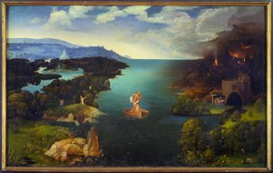 Styx Charon (Caron) 在他在冥界的船上的通过。 Joachim Patinir (Skater) (1485-1524) (ec.flam.) 作画 太阳 0,64x1,03 m 马德里，普拉多博物馆 作者 约阿希姆·帕蒂尼（Joachim Patinir）
