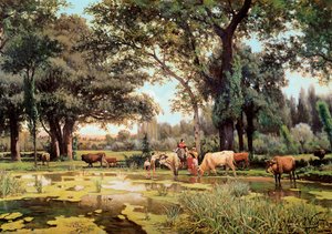 ""夏天Joaquim Vayreda i Vila（1843-1894 年）的画作。1880 年。巴塞罗那。加泰罗尼亚国家艺术博物馆 作者 