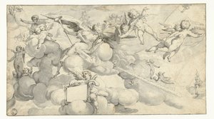 带刻纹的普蒂和天使 作者 Joachim Wtewael (圈子)