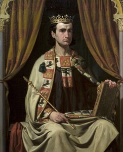 Le roi de Castille Alphonse X le sage (Alfonso X el Sabio) (1221-1284) - Portrait of Alfonso X (1221-1284), King of Castile - painting by Dominguez Becquer, Joaquin(1817-1879) - - Ayuntamiento de Sevilla 作者 约翰·多明格斯·贝克尔
