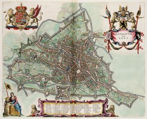 比利时根特地图；从Atlas van Loon 作者 琼·布劳