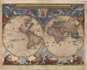 世界地图。双半球。 1662-64 作者 琼·布劳