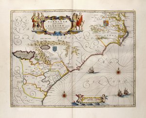 弗吉尼亚和佛罗里达地图，1667年 作者 琼·布劳